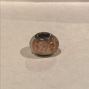 New 925 Stamped Glass Charm White Rose Gold